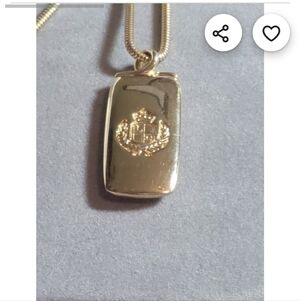 Gold Emblem Pendant Necklace By Liz Caiborne